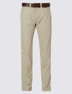 Pure Cotton Straight Fit Chinos with Buttonsafe&trade;
